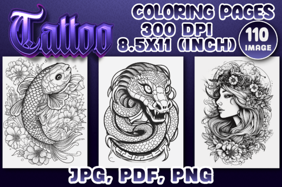 110 Tattoos Coloring Pages for Adults