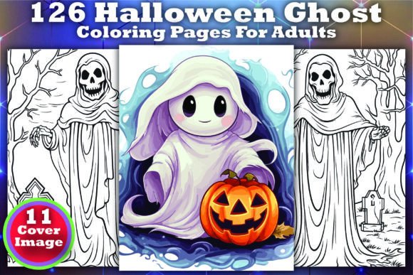 126 Halloween Ghost Coloring Pages Vol-1