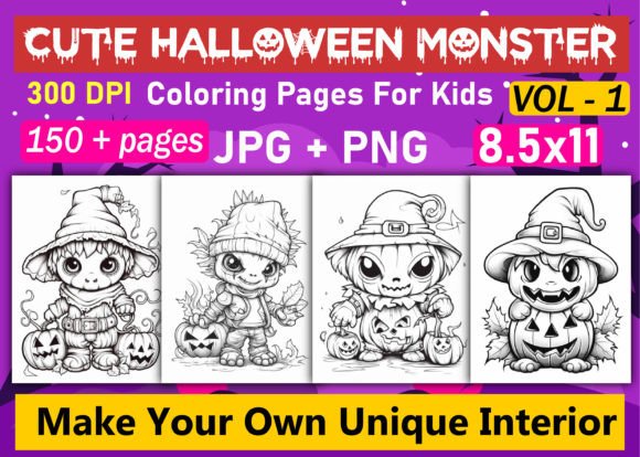 150 Cute Halloween Monster Coloring Page: A Creative Resource for Digital Publishing
