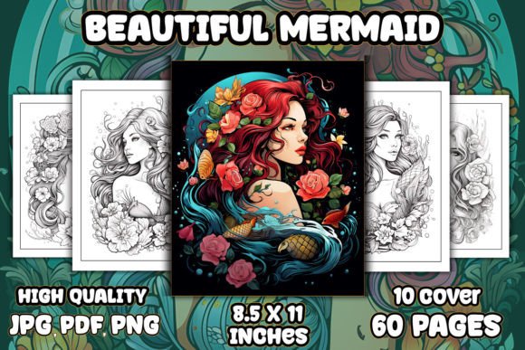 Beautiful Mermaid Coloring Pages Book