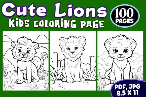 Cute Lion Coloring Pages for Kids Vol 01