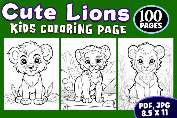 Cute Lion Coloring Pages for Kids Vol 02