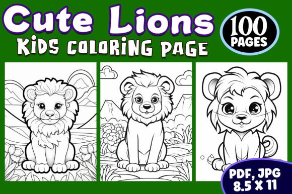 Cute Lion Coloring Pages for Kids Vol 04