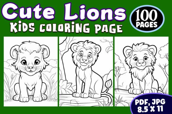 Cute Lion Coloring Pages for Kids Vol 09 – A Fun and Educational Activity for Young Artists