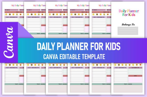 Editable Daily Planner for Kids Canva