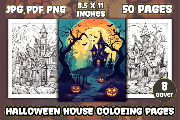 Halloween House Coloring Pages for Adult: A Creative Resource for Relaxation, Business, and Seasonal Design