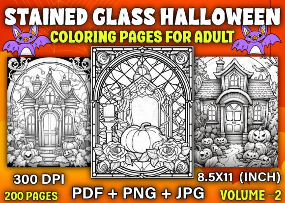 Stained Glass Halloween Coloring Pages for Adult Creators and Publishers